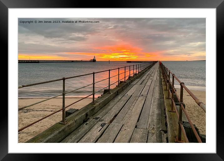 December sunrise over the Old Wooden Pier Framed Mounted Print by Jim Jones