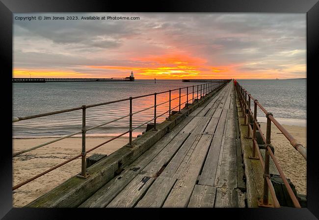December sunrise over the Old Wooden Pier Framed Print by Jim Jones