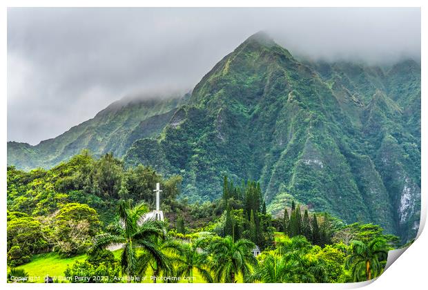 Valley of Temples Memorial Park Koolau Mountains Kaneohe Hawaii Print by William Perry