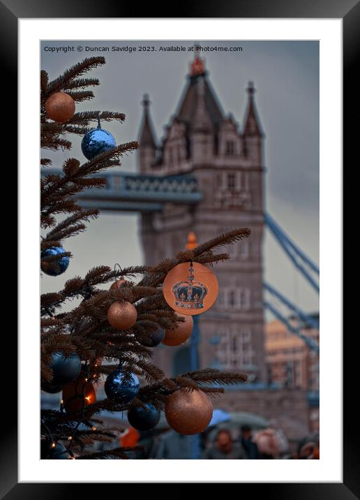 Tower Bridge in London at Christmas Framed Mounted Print by Duncan Savidge