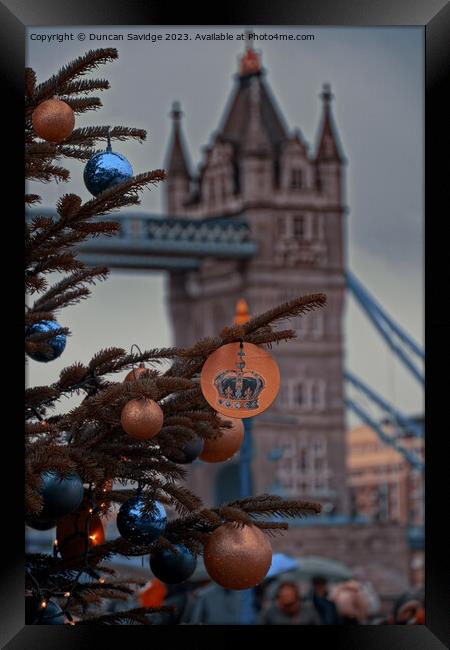 Tower Bridge in London at Christmas Framed Print by Duncan Savidge