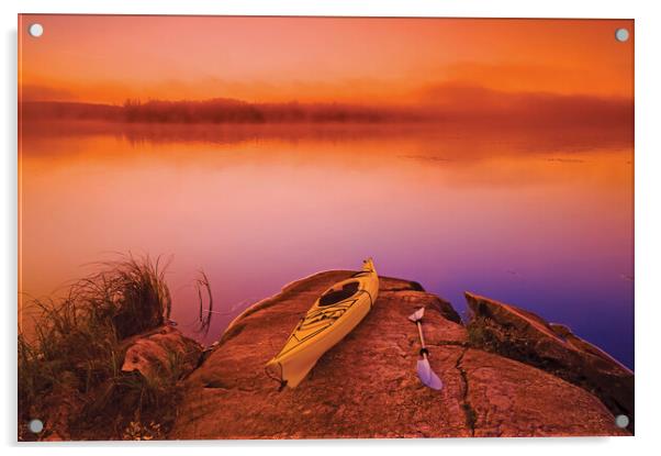 kayak, Bunny Lake Acrylic by Dave Reede