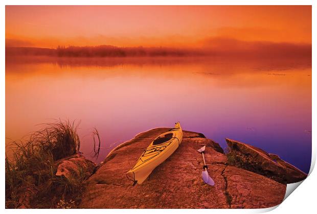 kayak, Bunny Lake Print by Dave Reede