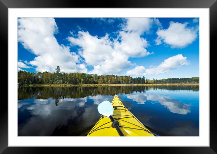 Kayaking on Bunny lake Framed Mounted Print by Dave Reede