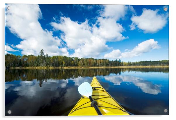 Kayaking on Bunny lake Acrylic by Dave Reede