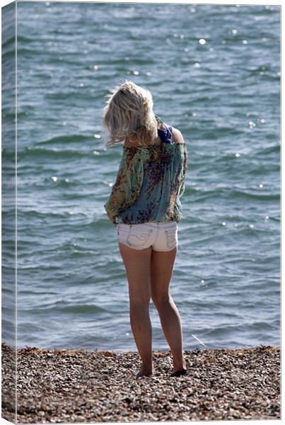 Girl on the beach Canvas Print by Tony Bates