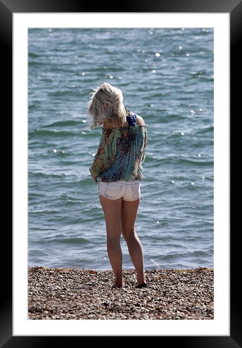 Girl on the beach Framed Mounted Print by Tony Bates