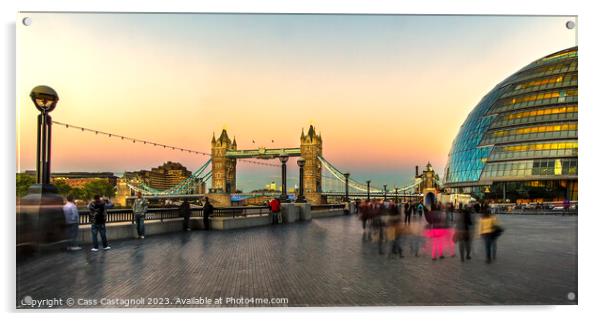 Evening at Tower Bridge - London Acrylic by Cass Castagnoli