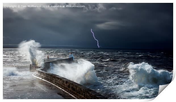 Storm at Burghead Bay Print by Tom McPherson