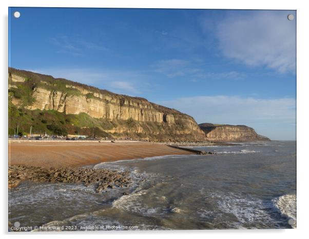 The cliffs of Hastings in East Sussex. Acrylic by Mark Ward