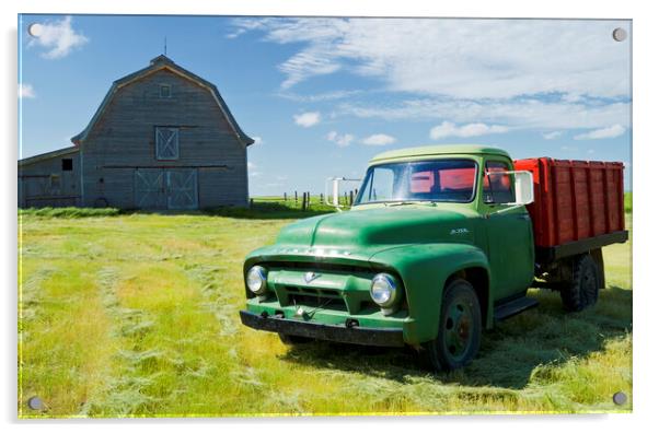 old barn and farm truck Acrylic by Dave Reede
