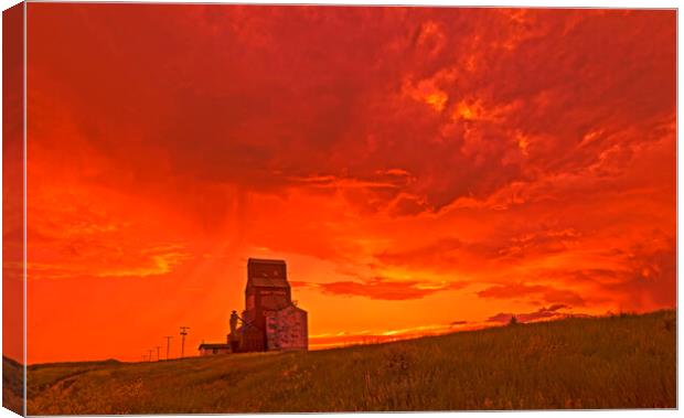 abandoned grain elevator and cumulonimbus cloud mass Canvas Print by Dave Reede