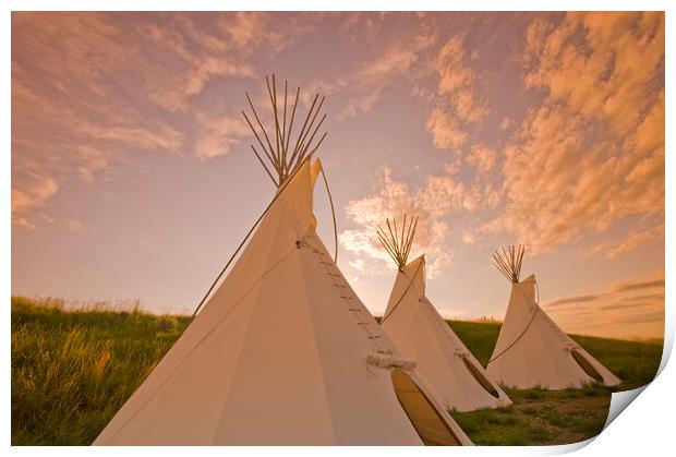 Tipis at Sunset Print by Dave Reede