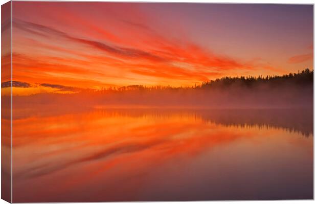 Sunrise Over Northern lake Canvas Print by Dave Reede