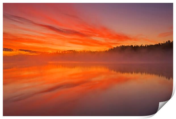 Sunrise Over Northern lake Print by Dave Reede
