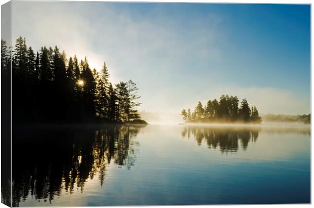 Misty Lake Canvas Print by Dave Reede