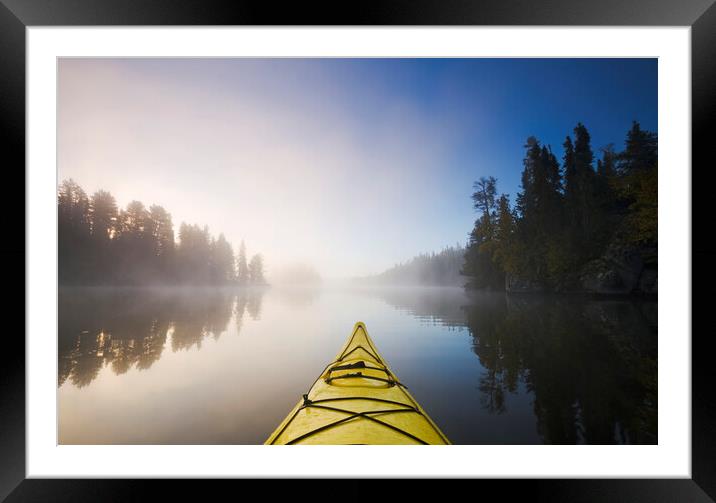 Kayaking on the Rushing River Framed Mounted Print by Dave Reede