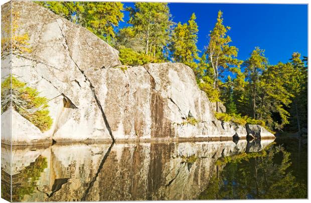 Shield Rock Along Blindfold Lake Canvas Print by Dave Reede