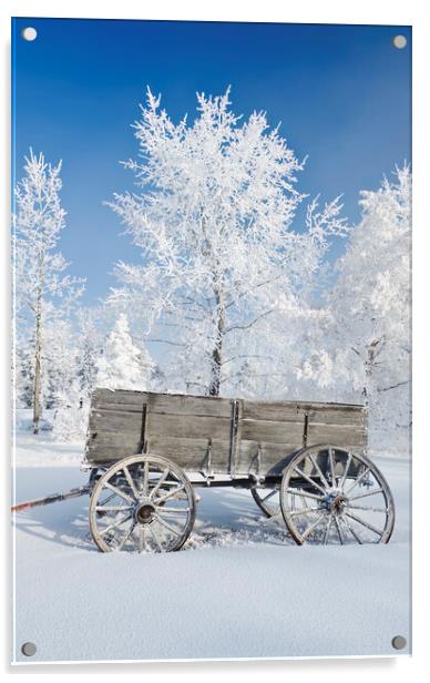 Wagon in the Hoarfrost Acrylic by Dave Reede