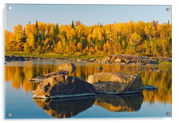 precambrian shield rock along the Winnipeg River Acrylic by Dave Reede