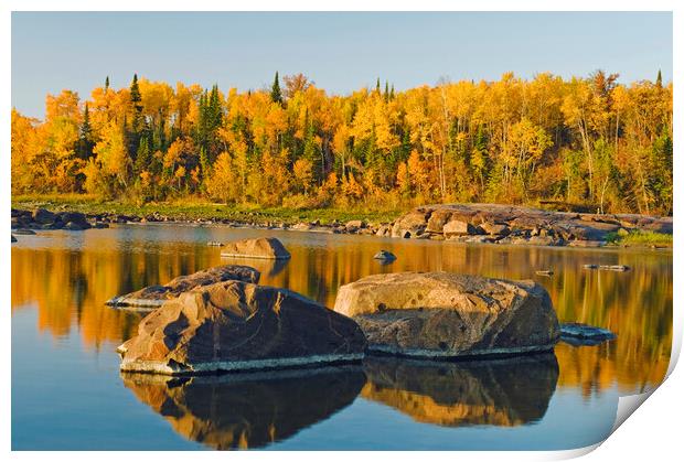 precambrian shield rock along the Winnipeg River Print by Dave Reede