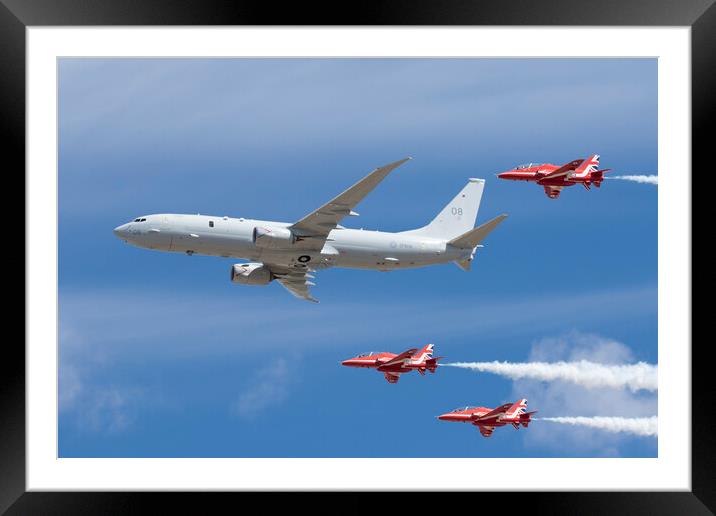 Red Arrows and P8 Poseidon Framed Mounted Print by J Biggadike