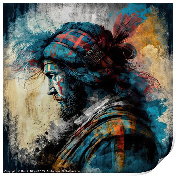 Scottish Warrior Print by Harold Ninek
