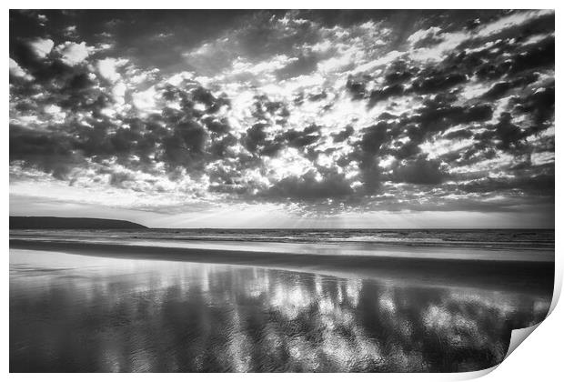 Dramatic Filey Beach Black and White Print by Tim Hill