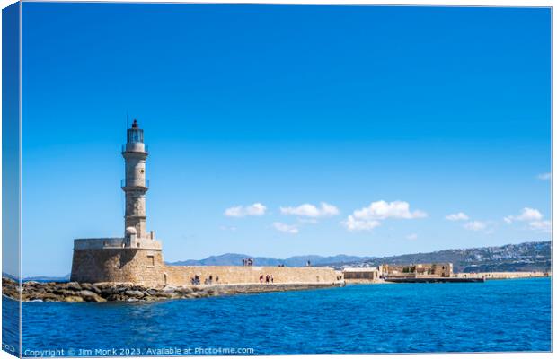 Lighthouse at the old Venetian Harbour in Chania Canvas Print by Jim Monk