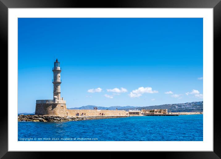Lighthouse at the old Venetian Harbour in Chania Framed Mounted Print by Jim Monk