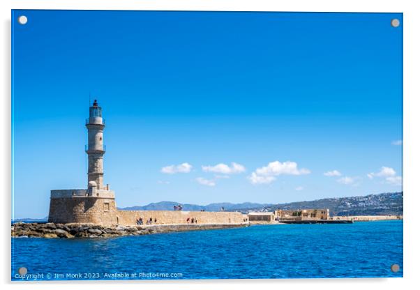 Lighthouse at the old Venetian Harbour in Chania Acrylic by Jim Monk