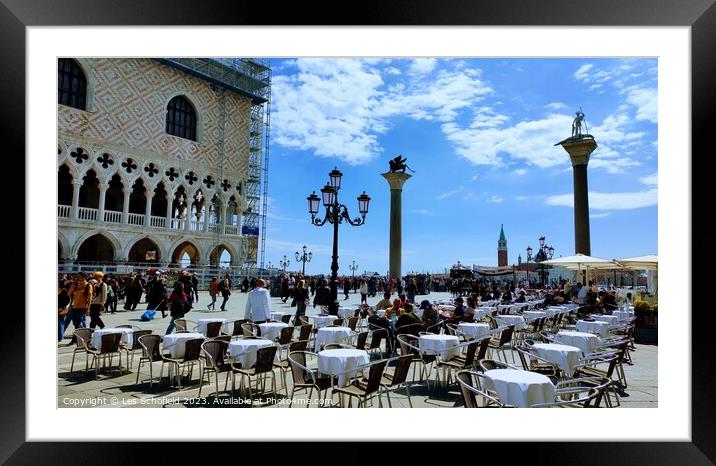 Saint marks square Venice  Framed Mounted Print by Les Schofield