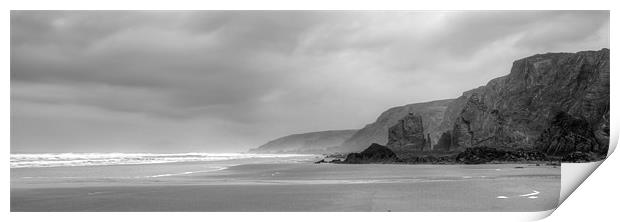 Winters Day on Sandymouth Print by Mike Gorton