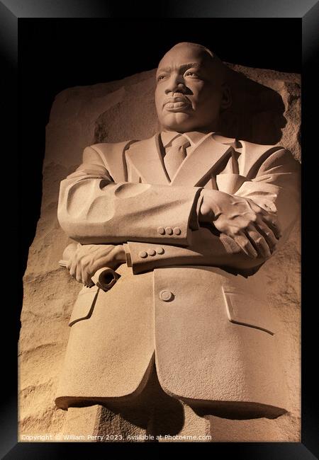 Martin Luther King Memorial Night Washington DC Framed Print by William Perry