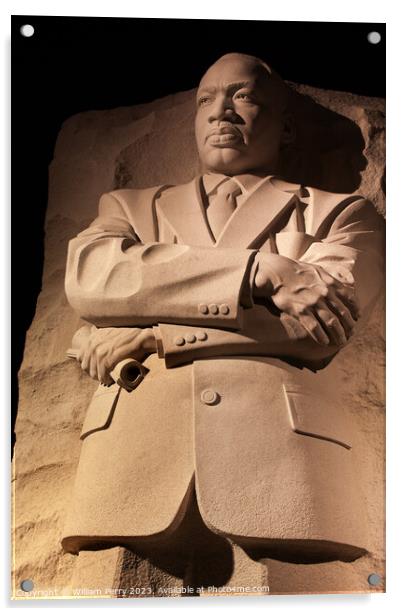 Martin Luther King Memorial Night Washington DC Acrylic by William Perry