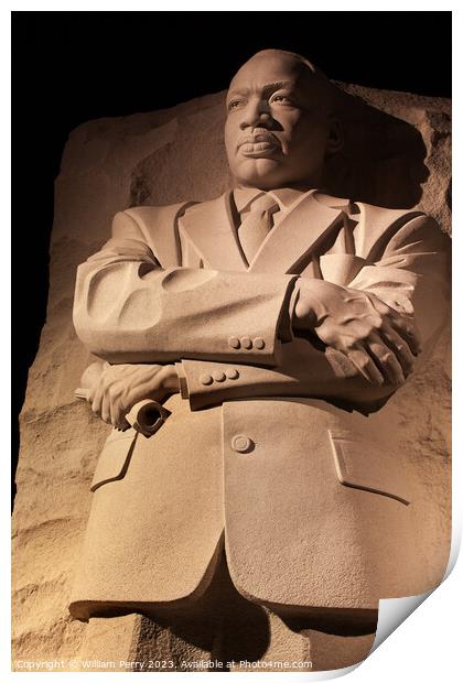 Martin Luther King Memorial Night Washington DC Print by William Perry