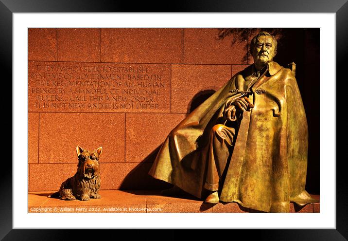 Franklin Delano Roosevelt Memorial Statue Night Washington DC Framed Mounted Print by William Perry