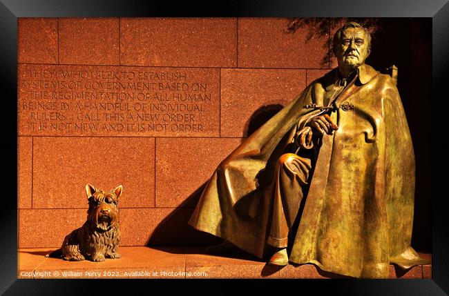 Franklin Delano Roosevelt Memorial Statue Night Washington DC Framed Print by William Perry
