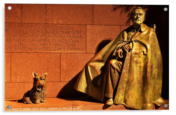 Franklin Delano Roosevelt Memorial Statue Night Washington DC Acrylic by William Perry