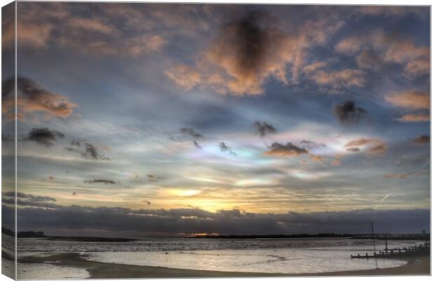 Sunset colours over Brightlingsea  Canvas Print by Tony lopez