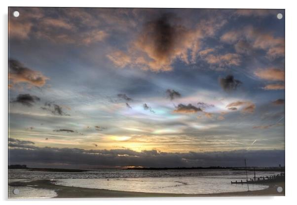 Sunset colours over Brightlingsea  Acrylic by Tony lopez