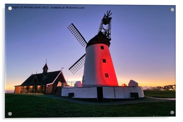 Lytham Windmill Illuminated Acrylic by Michele Davis