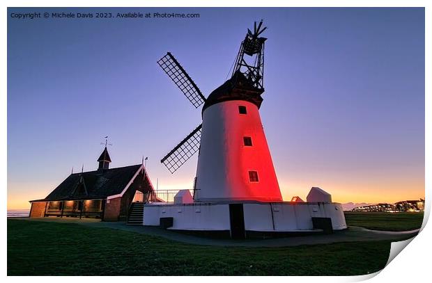 Lytham Windmill Illuminated Print by Michele Davis