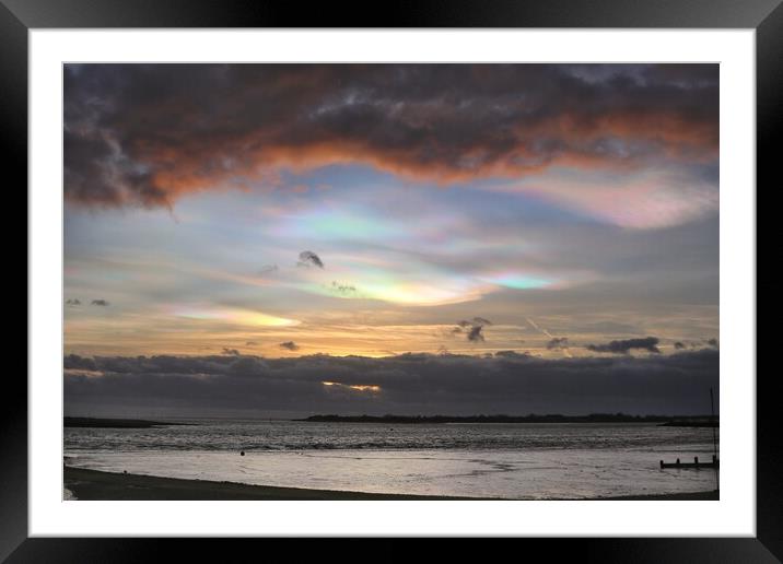 Cloudscape reflections at sunset in Brightlingsea  Framed Mounted Print by Tony lopez