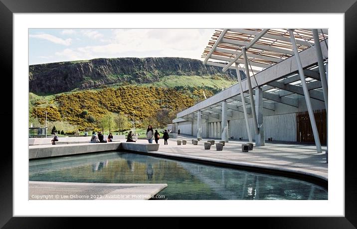 Scottish Parliament and Arthur's Seat Framed Mounted Print by Lee Osborne
