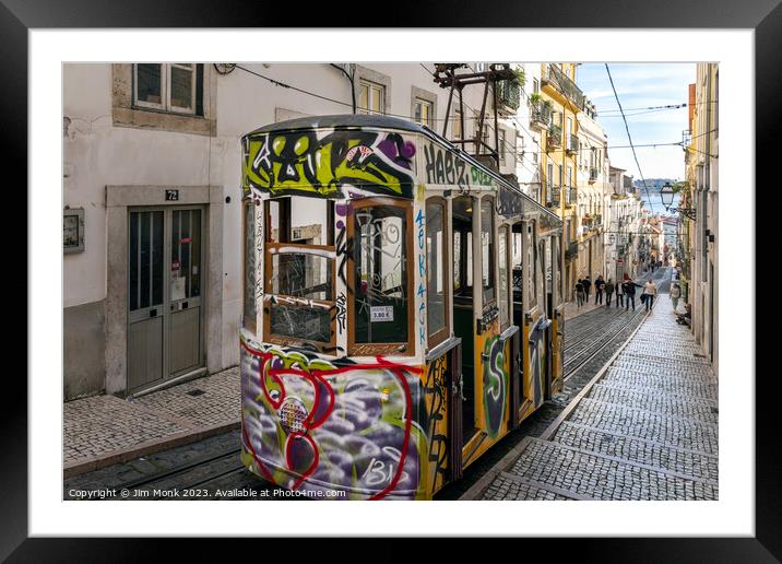 Bica Funicular (Elevador da Bica) in Lisbon Framed Mounted Print by Jim Monk
