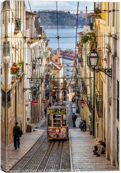 The Bica Funicular Lisbon Canvas Print by Jim Monk