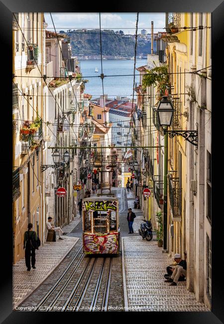 The Bica Funicular Lisbon Framed Print by Jim Monk