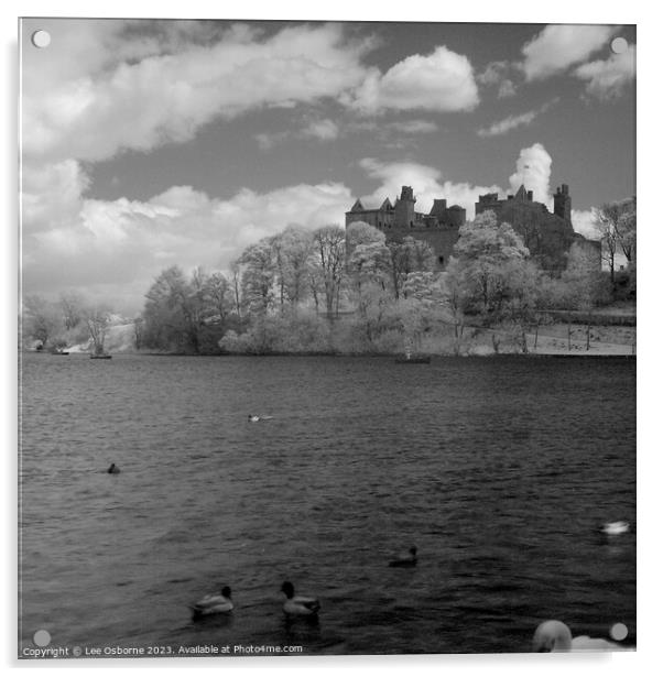 Linlithgow Loch, Palace and Church - Infrared Acrylic by Lee Osborne