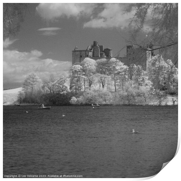 Linlithgow Loch, Palace and Church - Infrared Print by Lee Osborne